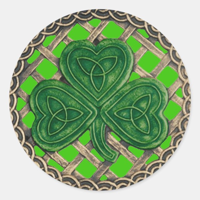 Stickers shamrock Et Céltic Knots Vert (Devant)