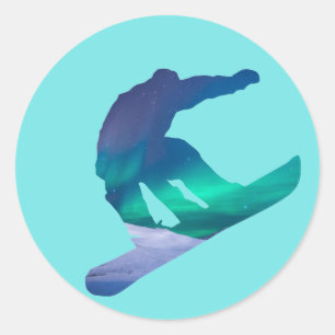 Stickers Silhouette Snowboard Northern Lights
