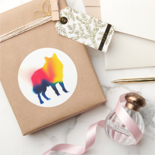 Stickers Silhouette Wolf Peinture Spray coloré