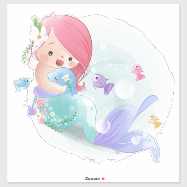 Stickers Sirène et Poisson (Feuille)
