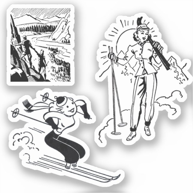 Stickers ski vintage/rétros (Recto)