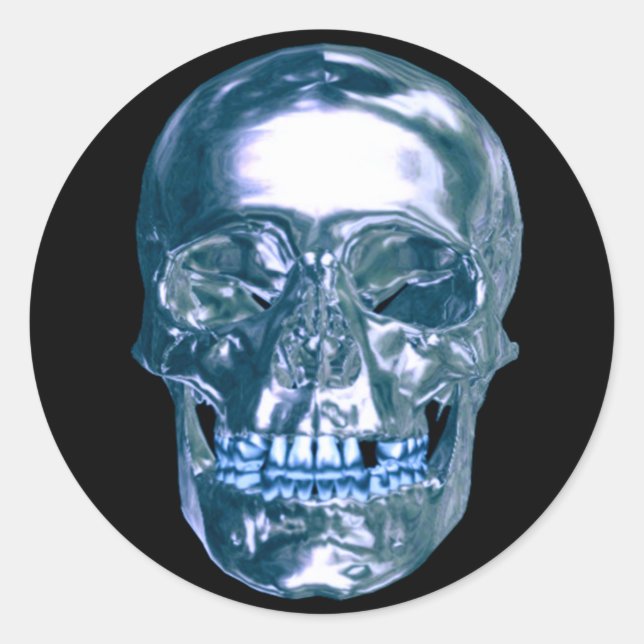 Stickers Skull Chrome bleu (Devant)