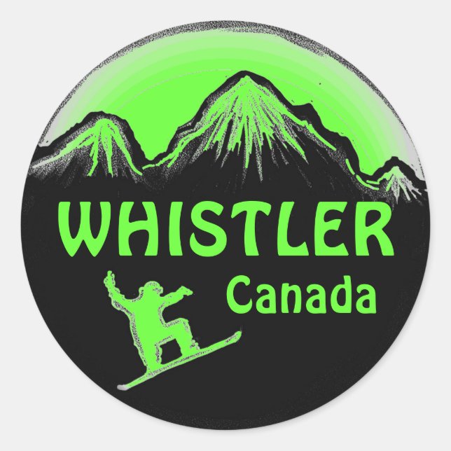 stickers snowboarders Whistler Canada vert (Devant)