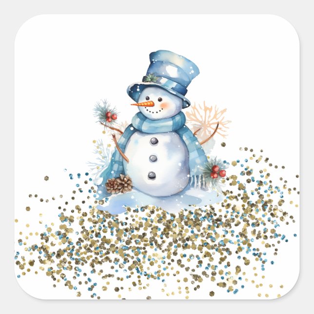 Stickers Snowman bleu et or (Devant)