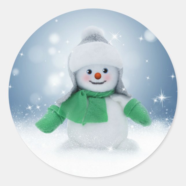 Stickers Snowman Blue Winter Joyeux Noël (Devant)
