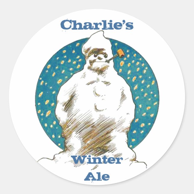 STICKERS SNOWMAN Homebrew Etikettierungs-Aufkleber (Vorderseite)