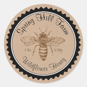 Stickers Sobres en papier Kraft en abeille