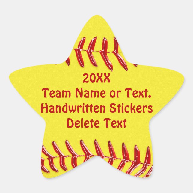 Stickers Softball en forme d'étoile Votre texte ou (Devant)