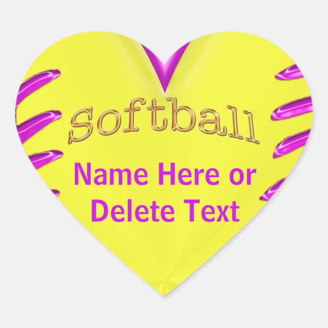Stickers Softball personnalisés en forme de coeur  (Devant)