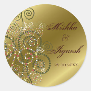 Stickers Soignée Verte Boho Spirales Gold Wedding