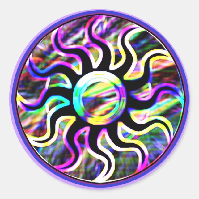 Stickers Soleil et Lune psychédélique (Devant)
