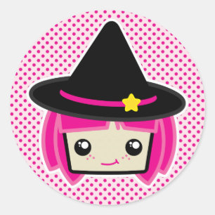 Stickers Sorcière Kawaii Pink Haired
