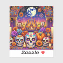 Stickers Squelette crâne de jour d'Halloween