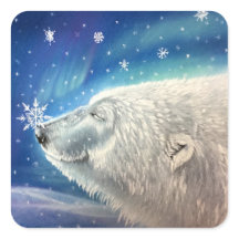 Stickers Stickers Snowflakes Ours Polaire