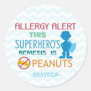 Stickers Super-héros Garçon Alerte d'allergie aux