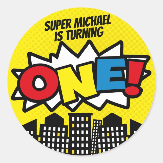 Stickers Superhero, Décor de fête d'anniversaire (Devant)