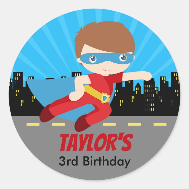 Stickers Superhero garçon Anniversaires de enfants (Devant)