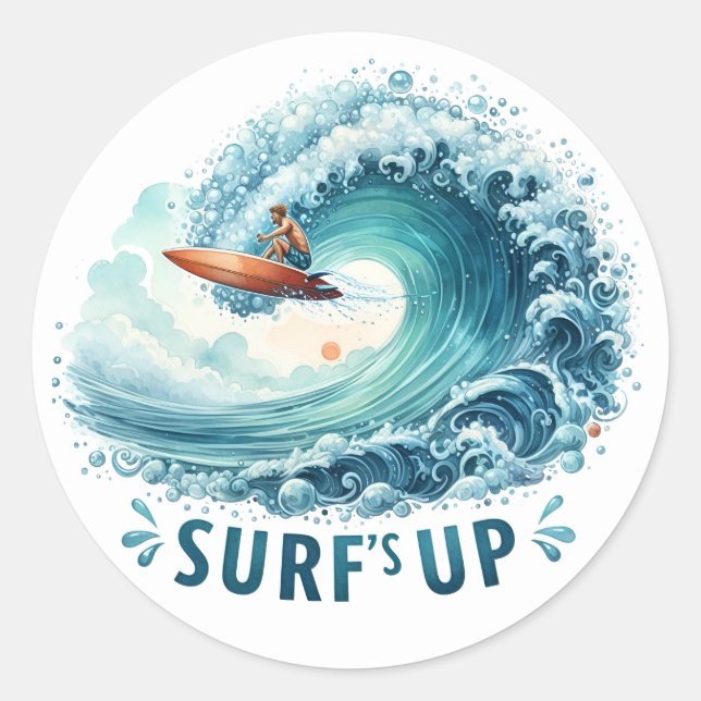 Stickers surfs estivales amusants vers le haut (Devant)