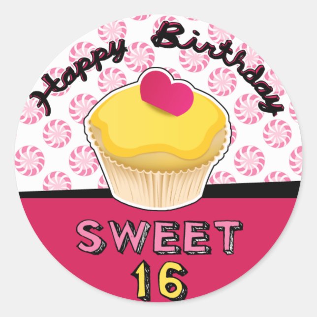 Stickers sweet sixteen Cupcake Anniversaire ! (Devant)