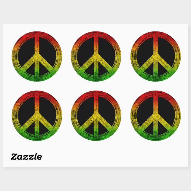 Stickers Symbole de Paix cool Grunge Reggae Rasta (Feuille)