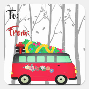 Stickers Tag Livraison de l'arbre de Noël Van