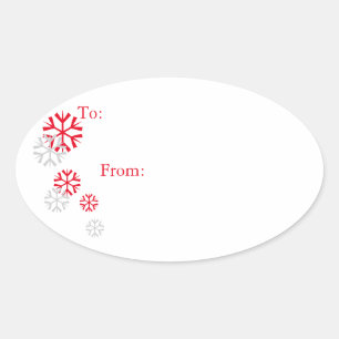 Stickers Tag Red & Silver Tone Snowflake