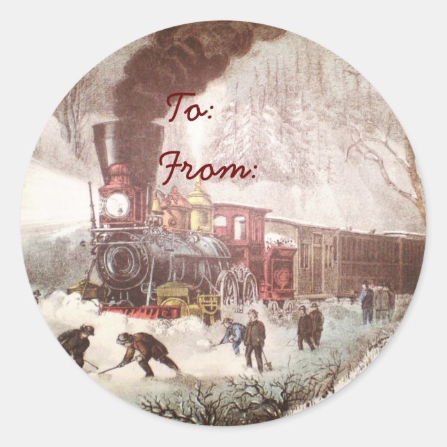 Stickers Tag Train Snowbound (Devant)