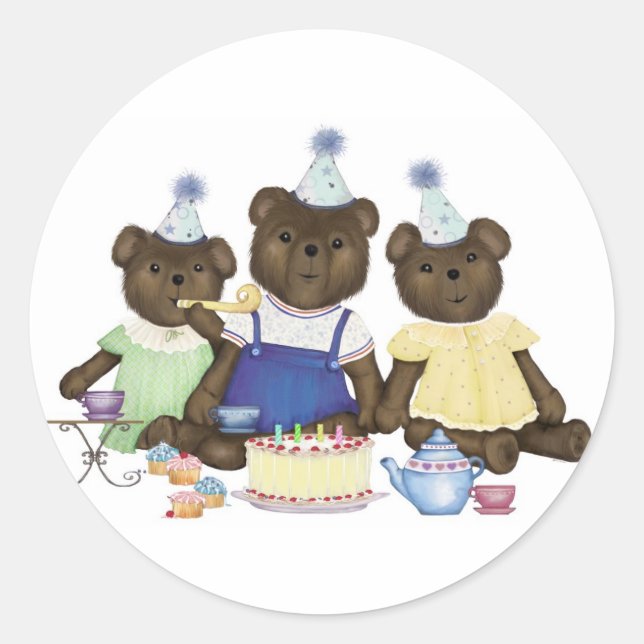Stickers Tea Party Teddy Bear (Devant)