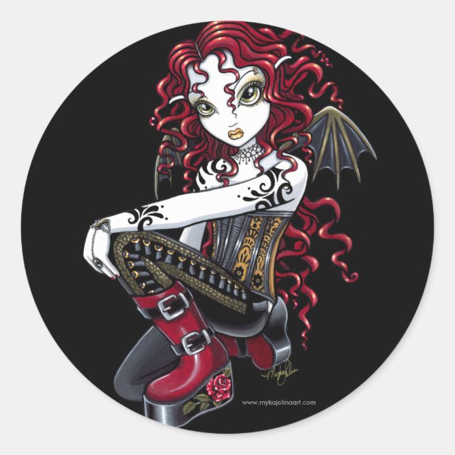 Stickers "Terri" gothique Rose Tatouage Fée Art (Devant)