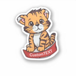 Stickers texte personnalisé Tigre de dessin