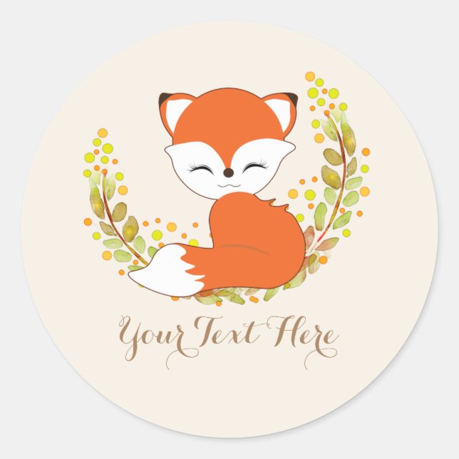 Stickers Thème Woodland Cute Kawaii Fox (Devant)