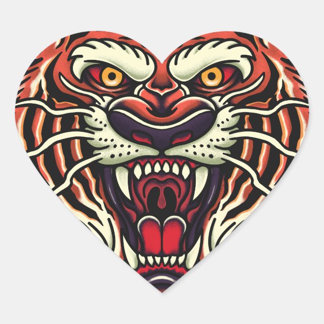 Stickers Tiger Full Face Oldschool Style Tattoo (Devant)