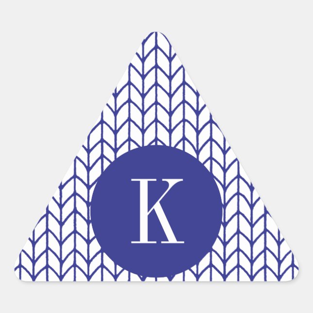 Stickers triangle KNIT LIGNE BLEUE + Initiale II (Devant)