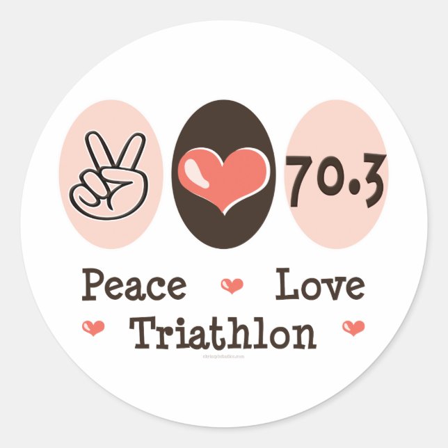 Stickers Triathlon Peace Love (Devant)