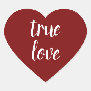 Stickers "True Love" Coeur Rouge profond
