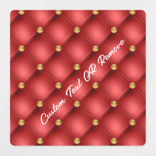 Stickers Tuffés de diamants rouges en or avec text