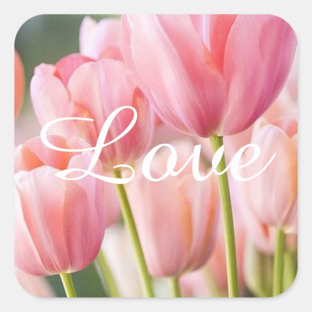 Stickers Tulipe rose et joints d'enveloppe (Devant)