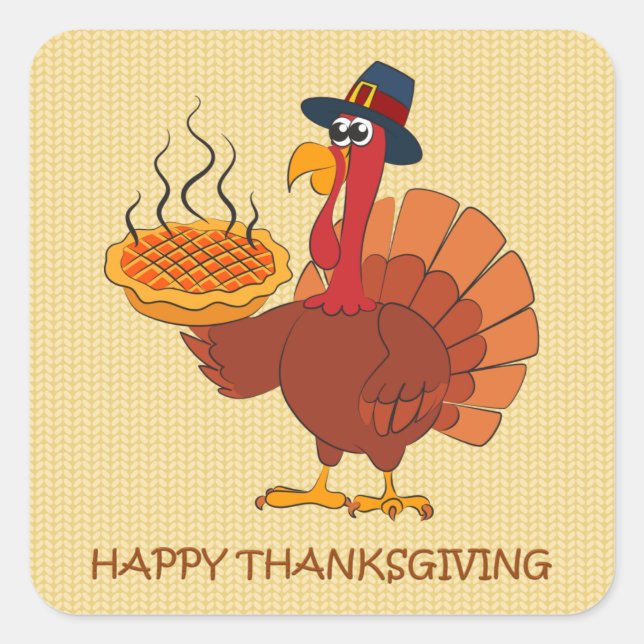 Stickers Turquie et tarte de Thanksgiving (Devant)