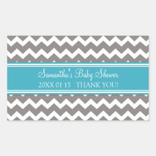 Stickers turquoise Baby shower Chevron gris Favori