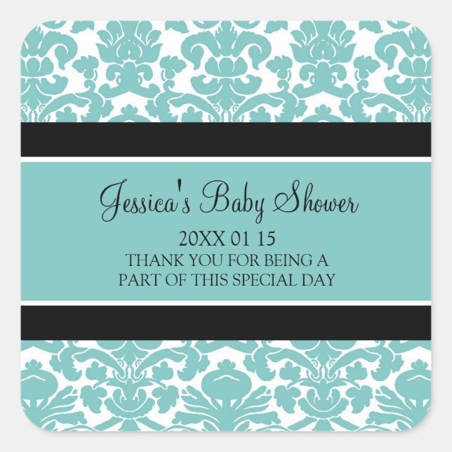 Stickers turquoise Baby shower Damas Favoriser (Devant)