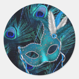 Stickers turquoise Blue Peacock Masquerade Party