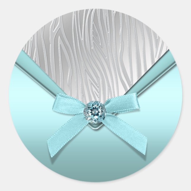 Stickers turquoise Blue Zebra Party Favoriser (Devant)