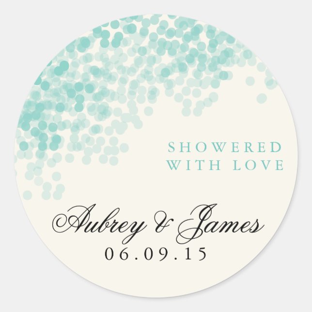 Stickers turquoise de mariage de douche légère Fav (Devant)