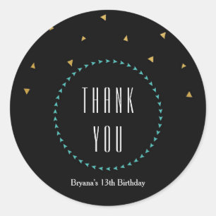 Stickers turquoise Gold & Black Triangles Modern P