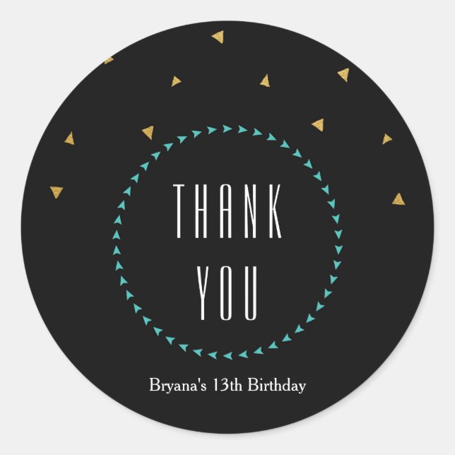 Stickers turquoise Gold & Black Triangles Modern P (Devant)