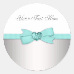 Stickers Turquoises Coeur et Bow élégants