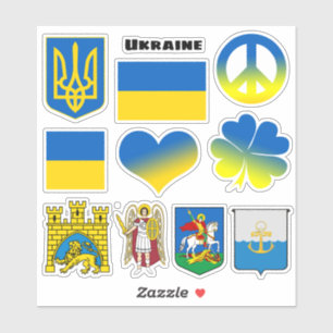 Stickers Ukraina - Drapeau, Paix, Kiyv, Lviv / Coe