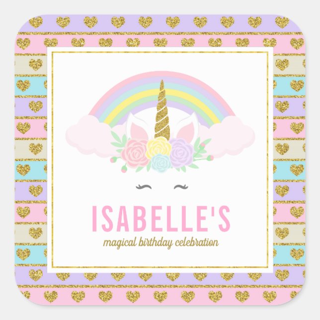 Stickers Unicorn Arc-en-ciel magique (Devant)