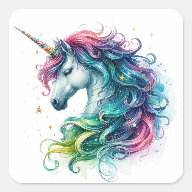 Stickers Unicorne aquarelle (Devant)