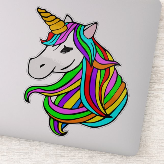 Stickers Unicorne mignonne pour mur, téléphone, or (Détail)